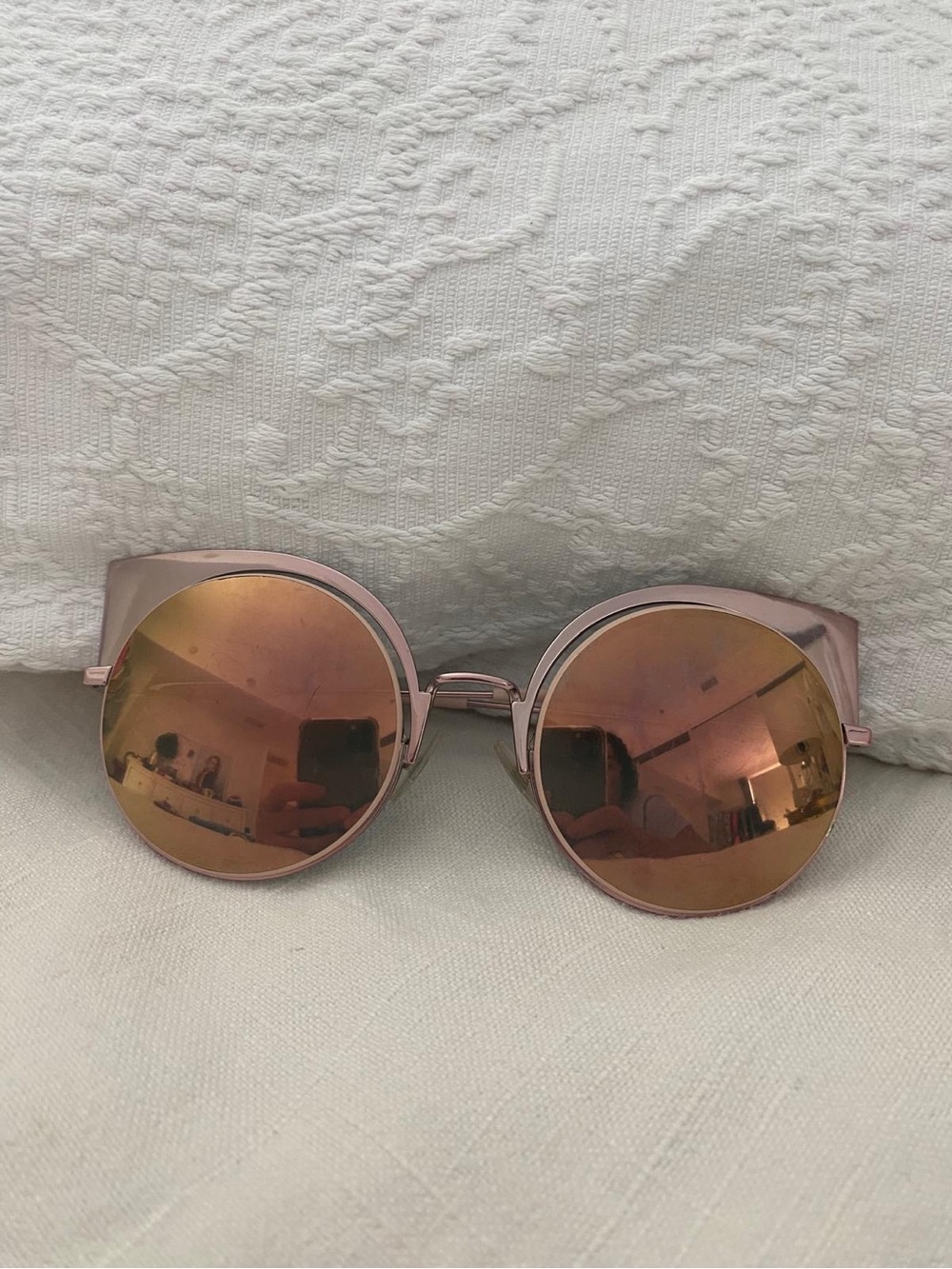 Fendi Round Mirrored Sunglasses - Rose Gold